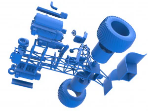 Pulling tractor with 3 turbo engines V12 Scale 1 to 25 3D Print Model