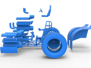 Pulling tractor with 3 turbo engines V12 Scale 1 to 25 3D Print Model