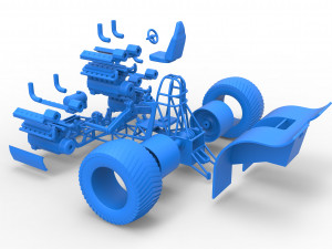 Pulling tractor with 3 turbo engines V12 Scale 1 to 25 Modèles 3D en vedette