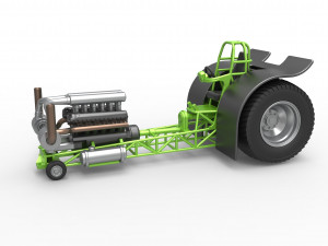 Pulling tractor with single turbo engine V12 Scale 1 to 25 3D Print Model