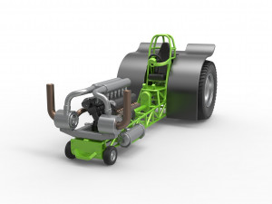 Pulling tractor with single turbo engine V12 Scale 1 to 25 3D Print Model