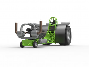 Pulling tractor with single turbo engine V12 Scale 1 to 25 3D Print Model