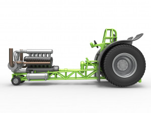 Pulling tractor with single turbo engine V12 Scale 1 to 25 3D Print Model