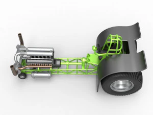 Pulling tractor with single turbo engine V12 Scale 1 to 25 3D Print Model