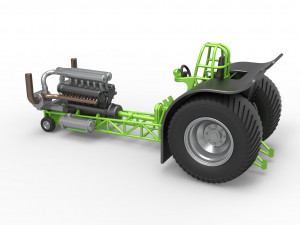 Pulling tractor with single turbo engine V12 Scale 1 to 25 3D Print Model