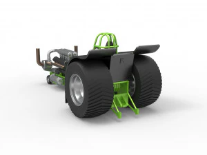 Pulling tractor with single turbo engine V12 Scale 1 to 25 3D Print Model