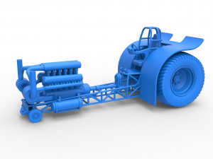 Pulling tractor with single turbo engine V12 Scale 1 to 25 3D Print Model
