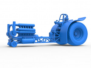 Pulling tractor with single turbo engine V12 Scale 1 to 25 3D Print Model