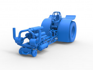 Pulling tractor with single turbo engine V12 Scale 1 to 25 3D Print Model