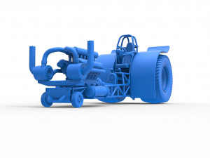 Pulling tractor with single turbo engine V12 Scale 1 to 25 3D Print Model