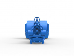 Pulling tractor with single turbo engine V12 Scale 1 to 25 3D Print Model