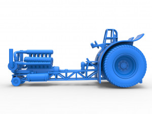 Pulling tractor with single turbo engine V12 Scale 1 to 25 3D Print Model