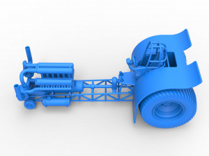 Pulling tractor with single turbo engine V12 Scale 1 to 25 3D Print Model