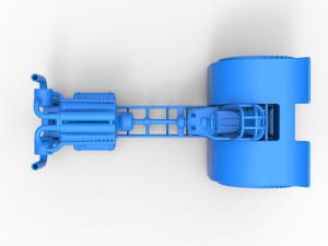 Pulling tractor with single turbo engine V12 Scale 1 to 25 3D Print Model