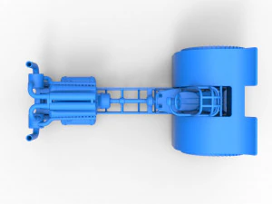 Pulling tractor with single turbo engine V12 Scale 1 to 25 3D Print Model