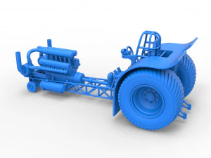 Pulling tractor with single turbo engine V12 Scale 1 to 25 3D Print Model