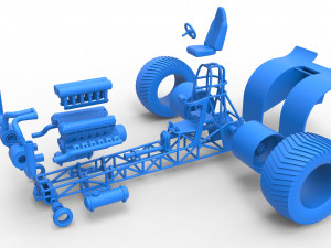 Pulling tractor with single turbo engine V12 Scale 1 to 25 3D Print Model