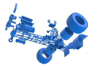 Pulling tractor with single turbo engine V12 Scale 1 to 25 3D Print Model