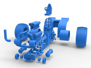 Pulling tractor with single turbo engine V12 Scale 1 to 25 3D Print Model