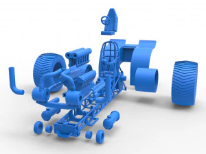 Pulling tractor with single turbo engine V12 Scale 1 to 25 3D Print Model