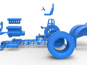 Pulling tractor with single turbo engine V12 Scale 1 to 25 3D Print Model