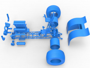 Pulling tractor with single turbo engine V12 Scale 1 to 25 3D Print Model