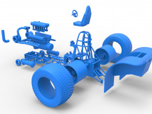 Pulling tractor with single turbo engine V12 Scale 1 to 25 3D Print Model
