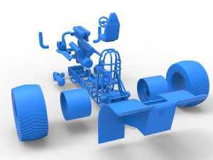 Pulling tractor with single turbo engine V12 Scale 1 to 25 3D Print Model