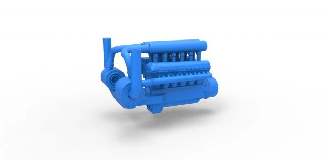 Motor turbo V12 para trator puxador 2 Escala 1 a 25 Modelo de Impressão 3D .c4d .max .obj .3ds .fbx .stl .blend 