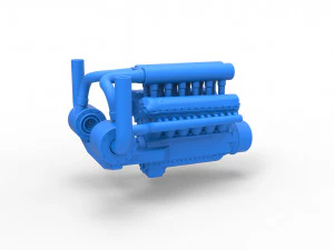 Turbomotor V12 voor het trekken van tractor 2 Schaal 1 t/m 25 3D printmodel