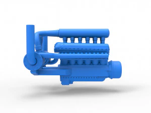 Motor turbo V12 para trator puxador 2 Escala 1 a 25 Modelo de Impressão 3D