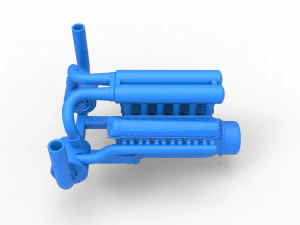 Motor turbo V12 para trator puxador 2 Escala 1 a 25 Modelo de Impressão 3D