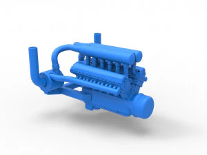 Motor turbo V12 para trator puxador 2 Escala 1 a 25 Modelo de Impressão 3D