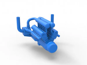 Motor turbo V12 para trator puxador 2 Escala 1 a 25 Modelo de Impressão 3D