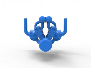 Motor turbo V12 para trator puxador 2 Escala 1 a 25 Modelo de Impressão 3D