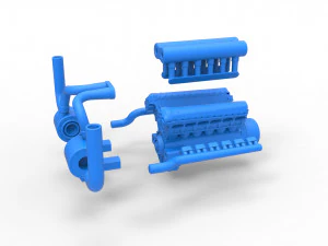 Motor turbo V12 para trator puxador 2 Escala 1 a 25 Modelo de Impressão 3D
