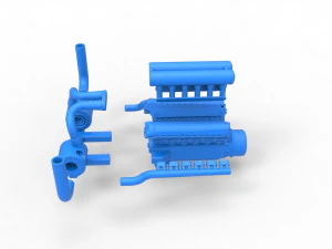 Motor turbo V12 para trator puxador 2 Escala 1 a 25 Modelo de Impressão 3D