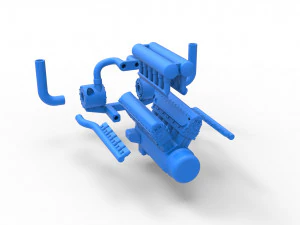 Motor turbo V12 para trator puxador 2 Escala 1 a 25 Modelo de Impressão 3D