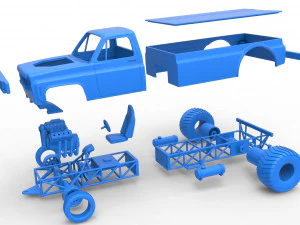 Pulling truck 2wd Scale 1 to 25 3D Print Model