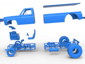 Pulling truck 2wd Scale 1 to 25 3D Print Model
