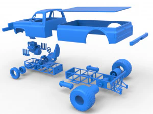 Pulling truck 2wd Scale 1 to 25 3D Print Model