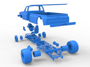 Pulling truck 2wd Scale 1 to 25 3D Print Model