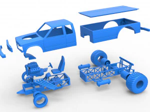 Pulling truck 2wd 2 Scale 1 to 25 3D Print Model