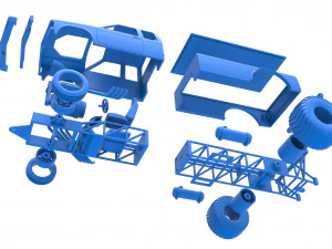 Pulling truck 2wd 2 Scale 1 to 25 3D Print Model
