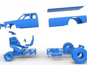Pulling truck 2wd 2 Scale 1 to 25 3D Print Model