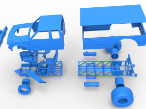 Pulling truck 2wd 2 Scale 1 to 25 Modèles 3D en vedette