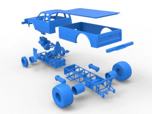 Pulling truck 2wd 2 Scale 1 to 25 3D Print Model