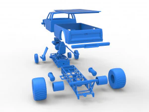 Pulling truck 2wd 2 Scale 1 to 25 3D Print Model