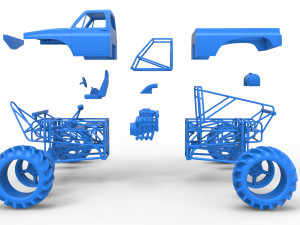 Mud truck Scale 1 to 25 3D 打印模型