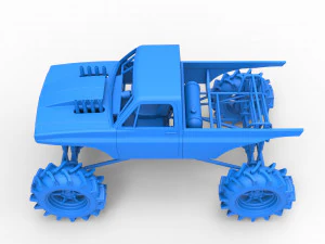 Mud truck 2 Scale 1 to 25 3D Print Model